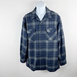 Pendleton The Original Board Shirt Men's Blue Plaid Virgin Wool Shirt
